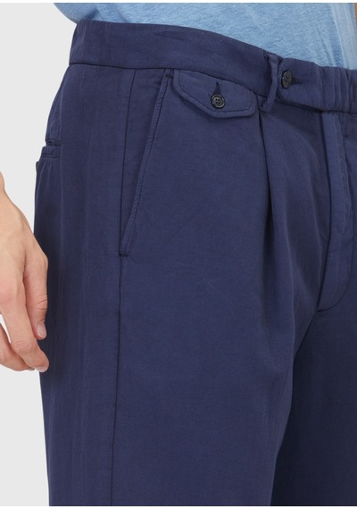 Ramsey Lacivert Düz Dokuma Relaxed Fit Casual Pamuk Karışımlı Pantolon