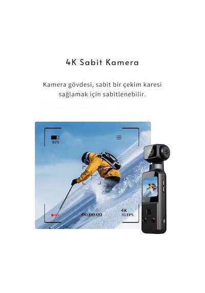 Wearfitpro 4k Yüksek Çözünürlük Aksiyon Kamerası Hareket Algılama Sabitleme Özellikli Aksiyon Kamerası Gimbal Siyah