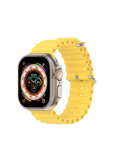 Caseonn Apple Watch Uyumlu Series 9 45mm Kordon Suya Dayanıklı Okyanus Silikon Kayış Sarı