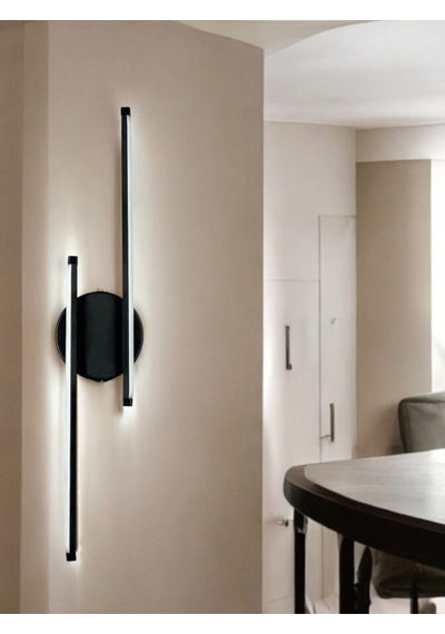 Sare Aplik Modern Tasarım Siyah Renk Gün Işığı Ledli Banyo - ... Siyah