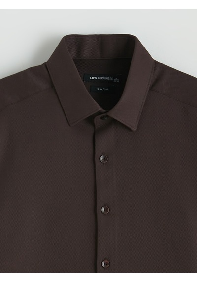 Lcw Busıness Kahverengi Slim Fit Armürlü Erkek Gömlek
