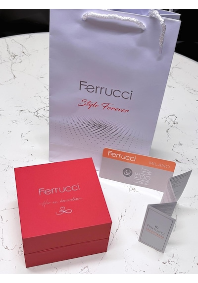 Ferrucci Kesme Kristal Camlı Çelik Kordon 2 Yıl Garantili 3 Atm Kadın Kol Saati+bileklik B01119.03 Sarı