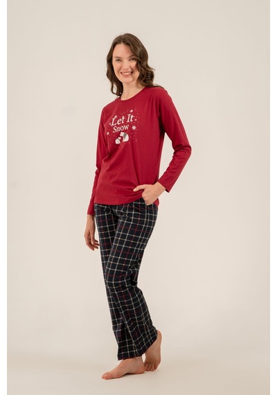 Arnetta Let It Snow Anne Kız Bordo Uzun Kol Pijama Takım Ar3730-a-v1 Ar3730-a-v1