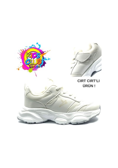 Cool Birian-26 Bağcık Görünümlü Cırt Cırtlı Sneaker Ortopedik Çocuk Spor Ayakkabı Beyaz