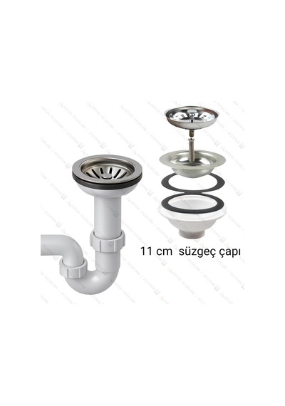 Tr Çöpmak Çiftli Lavabo Sifonu 11 Cm Koku Önleyici, Dayanıklı Banyo Ve Mutfak Gider Boru Bağlantı Seti