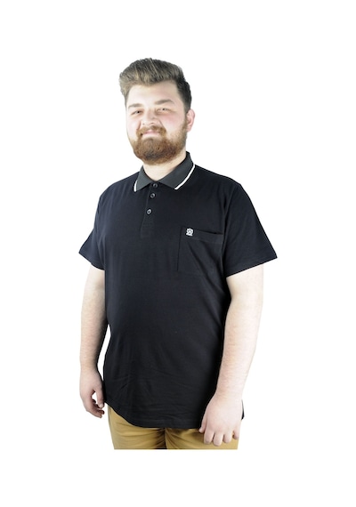 Mode Xl Büyük Beden T Shirt Polo Likralı Süprem Cepli 21558 Siyah 001