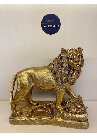 Doremcy Dekoratif Tablalı Aslan Biblo Gold
