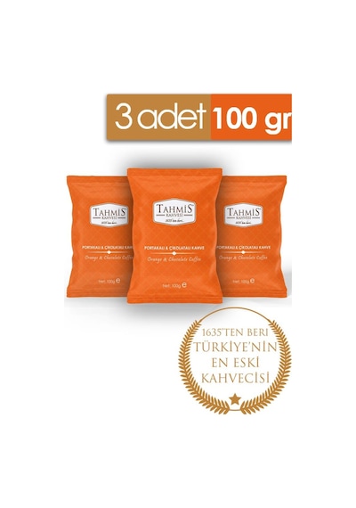 Tahmis Kahvesi Portakal Çikolata Aromalı Türk Kahvesi 3 x 100 G