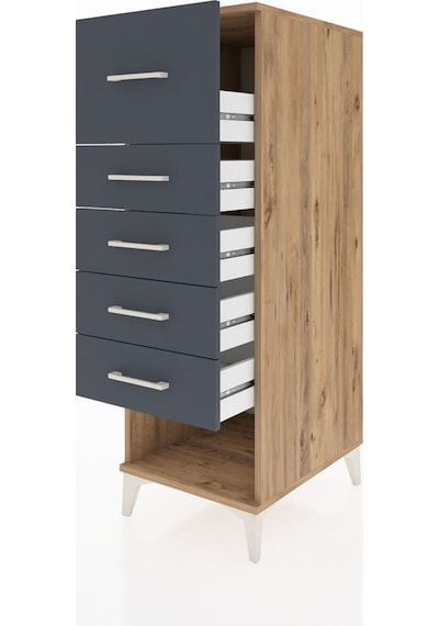 Kronos Dolap 5 Çekmeceli 44x59x134 Çam-antrasit Atlas Çam