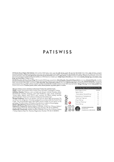 Patiswiss Kakaolu Krema Dolgulu Sütlü Çikolata 200 G