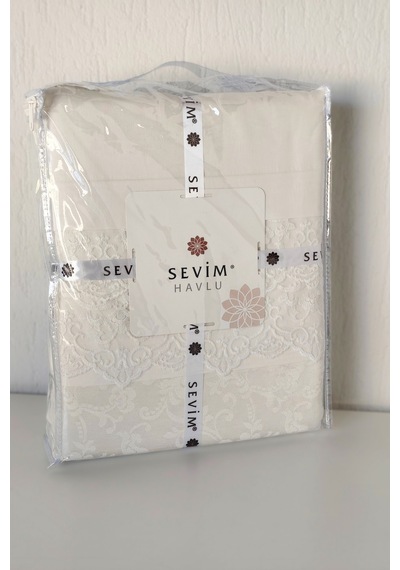 Battal Boy 6 Parça Pike Takımı - 240x260 Cm Şönil Jakarlı Yatak Örtüsü Seti - Krem Krem