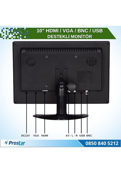 10.1 İnç Büyük Ekranlı Hdmi Vga Bnc Av Usb Girişli Monitör