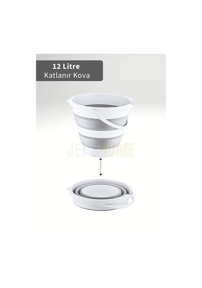 3'lü Banyo Seti Çamaşır Sepeti Katlanır Kova Katlanır Maşrapa Bpa Free Beyaz - Gri
