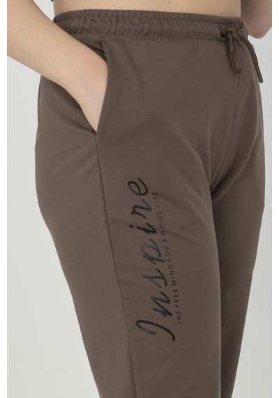 Maraton Sportswear Büyük Beden Kadın Lastik Paça Basic Kakao Eşofman Altı 21171-kakao Kahverengi