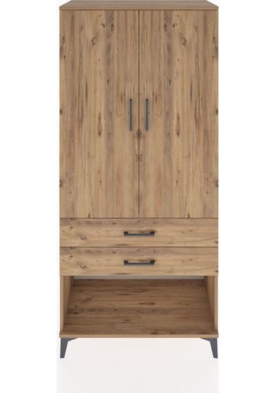 Hyperion Dolap 2 Raflı 2 Çekmeceli Tek Askılı 88x44x195 Çam-çam Atlas Çam