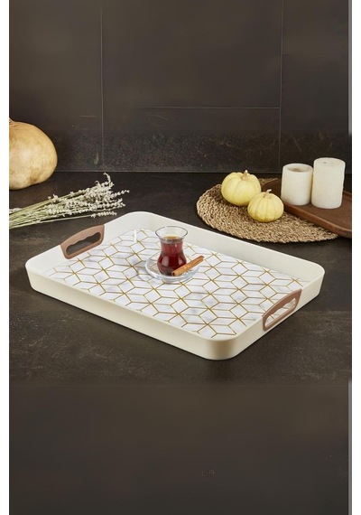 Dikdörtgen Baskılı Tepsi Kumsal 34 X 46 Cm, Kumsal Çok Renkli