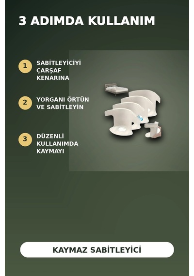 4'lü Şeffaf Kaymaz Çarşaf Ve Yorgan Sabitleyici Yatak Örtü Tutucu Pratik Ev Çözümü .