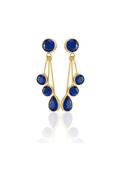 Kadir Jewellery22 Ayar Altın Kaplama Vintage Küpe -el İşçiliği Ve Hipoalerjenik Küpe Parlement Mavisi