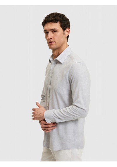 Cacharel Gri Slim Fit Pamuk Karışımlı Gömlek