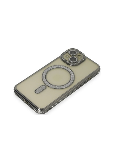 Apple iPhone Uyumlu  15 Kılıf Joke Simli Magneticsafe Kılıf -  Gri