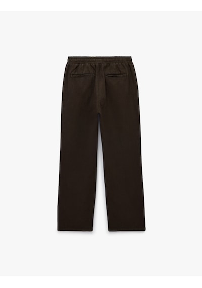 Koton Regular Fit Pamuklu Cepli Beli Bağcıklı Lastikli Pantolon Kahverengi 7wam40050hw Kahve
