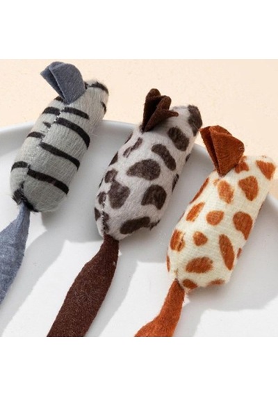 Peluş Fare Kedi Oyuncağı 3 Adet Açık Lila