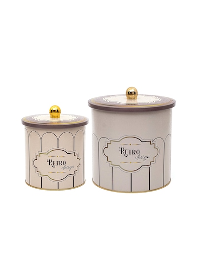 Evle Retro Topuz Kulplu Saklama Kabı 2 Li Set 17.5 x 18 CM 14 x 15 CM Çok Renkli