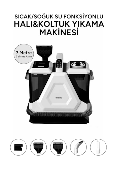 Whirtz Sıcak/soğuk Fonksiyonlu Halı Yıkama Makinesi Beyaz