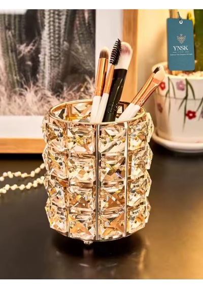 Cristella Lüks Masaüstü Kalemlik, Makyaj Fırçalığı, Organizer, Düzenleyici, Mum Tutucu 12 Cm Rose Gold