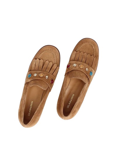Kadın Taba Püsküllü Süet Deri Loafer