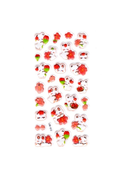 Sticker Kabartmalı Stiker Defter Planlayıcı Etiket Lde012 -19x9cm - Tavşan Turuncu Çiçek