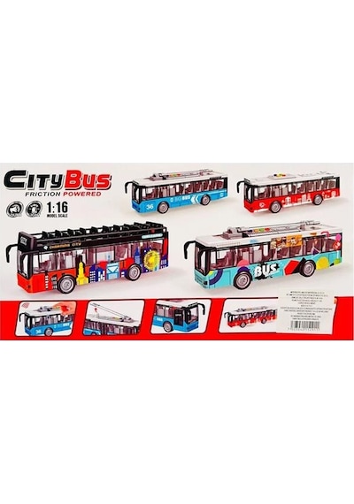 Ctoys Ses Ve Işıklı Oyuncak Şehir Otobüsü A1119-13 Kımızı