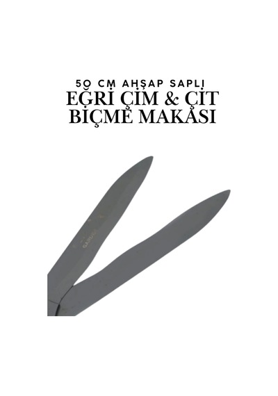 Eğri Çim Budama Makası 50 Cm Keskin Metal Bıçkılı Çalı Ve Çimen Kesme Makası Bahçe Tipi Metal Makas