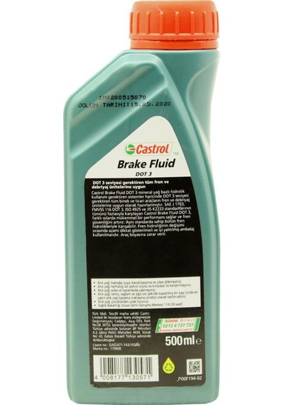 Castrol Brake Fluid Dot 3 500 Ml Fren Hidrolik Sıvısı 2 Adet