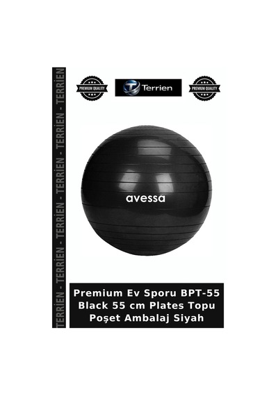 Premium Ev Sporu Bpt-55 Black 55 Cm Plates Topu Poşet Ambalaj Siyah