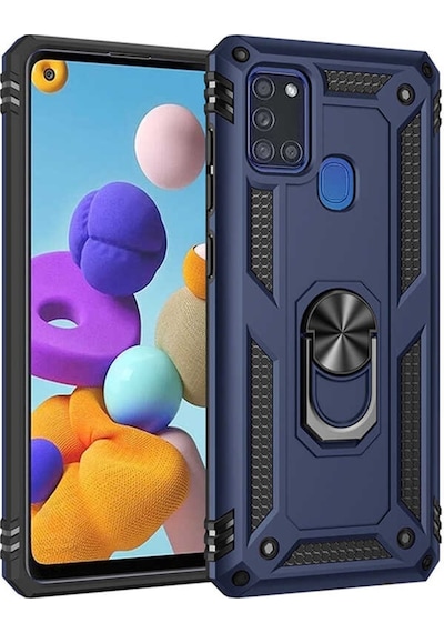 Galaxy A21S Kılıf Zore Vega Yüzüklü Standlı Zırh Kılıf