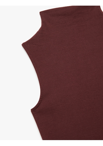 Koton Pamuklu Slim Fit Kolsuz Dik Yaka Body Bordo 6wak10180ek Bordo