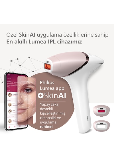 Philips Lumea 9900 Serisi BRI950/02 IPL Tüy Alma, SkinAI Uygulama, Vücut ve Yüz için 2 Başlık, Çanta