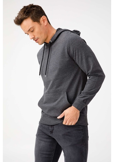Igs İgs Erkek Antrasit Modernfıt / Ekstra Dar Kalıp Kapşonlu Fermuarsız Sweatshirt Antrasit