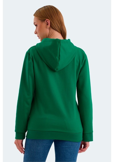 Slazenger Katya Kadın Fermuarlı Kapüşonlu Cepli Nane Sweatshirt Çok Renkli