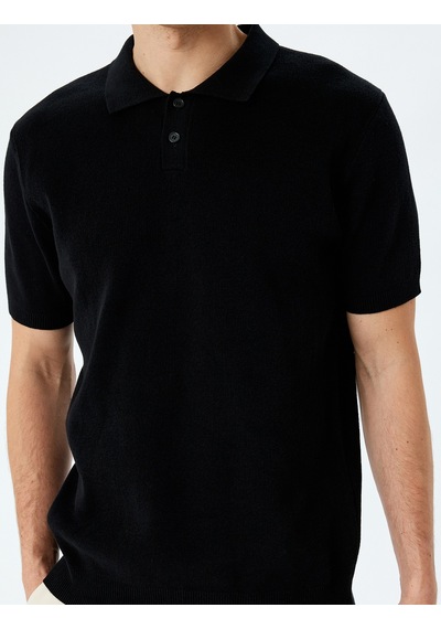 Koton Pamuklu Basic Polo V Yaka Kısa Kollu Triko Tişört Siyah 5sam70029ht Siyah