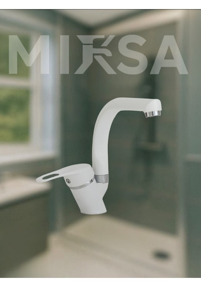 Beyaz-krom Balıksırtı Banyo Lavabo Bataryası, Musluğu, Çift Su Girişli
