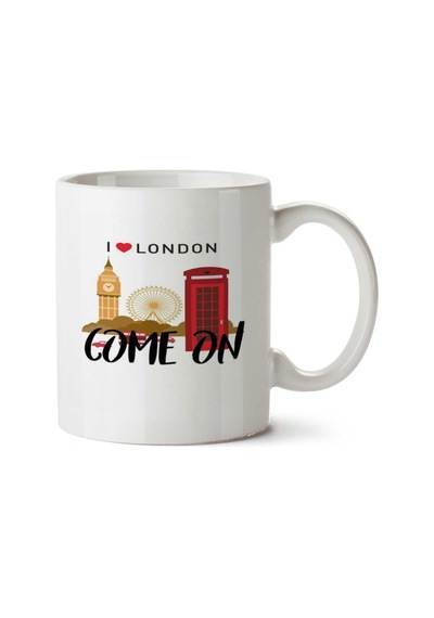London Come On İki Tarafı Baskılı Kupa Bardak Çok Renkli