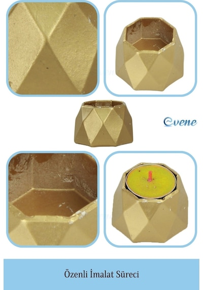 Mumluk Şamdan 3 Adet Tealight Uyumlu Poly 1 Küçük Model - Altın