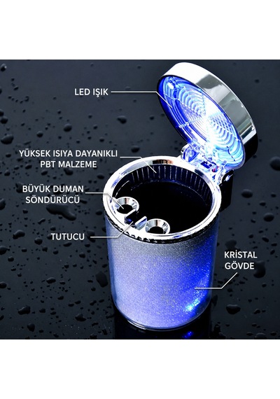 Araç İçi Çok Renkli Işıklı Küllük Renkli Işıklı Kapaklı Araba Küllüğü Oto Küllük Rgb Işıklı 1 Adet