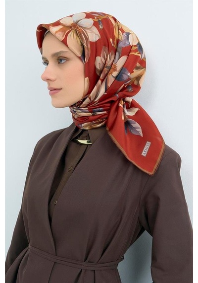 Armine İpek Eşarp 2026 Yaz - 9524-56 Koyu Tuğla Sura