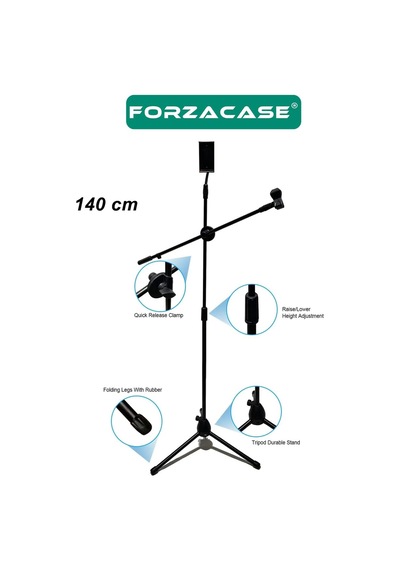 Tablet Tutuculu 360 Döner Profesyonel Metal Mikrofon Standı 140 Cm - Fc1077 Standart