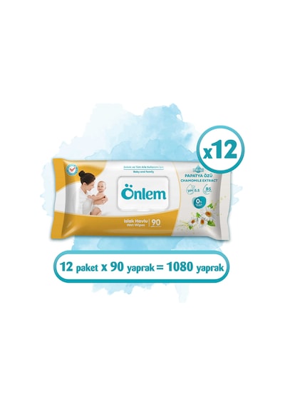 Önlem Papatyalı Islak Havlu 90x12 Adet Diğer