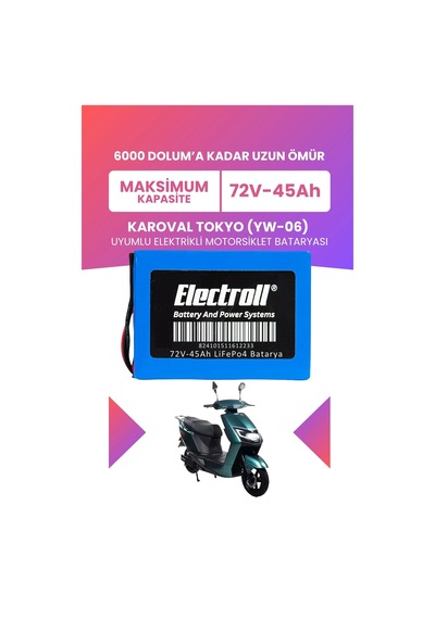 Karoval Tokyo Yw-06 Uyumlu Batarya Maksimum Kapasite Lifepo4 72v 45ah Elektrikli Motosiklet Bataryası