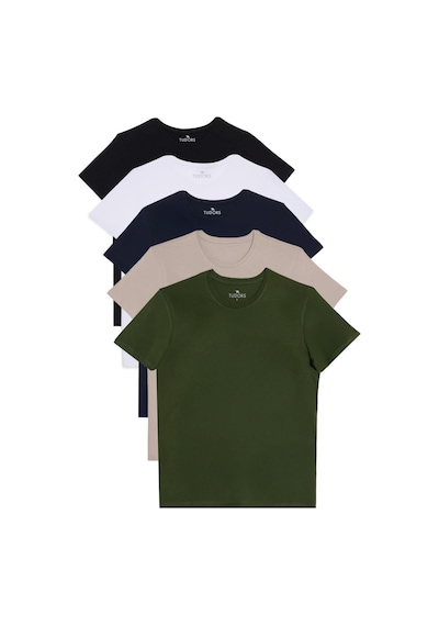 Tudors Unisex 5'li Pkt Siyah-beyaz-lacivert-vanilya-haki Slim Fit Dar Kesim %100 Pamuk Bisiklet Yaka Tişört-33092 Multi Çok Renkli Tudors Unisex 5'li Pkt Siyah-beyaz-lacivert-vanilya-haki Slim Fit Dar Kesim %100 Pamuk Bisiklet Yaka Tişört-33092 Multi Çok Renkli